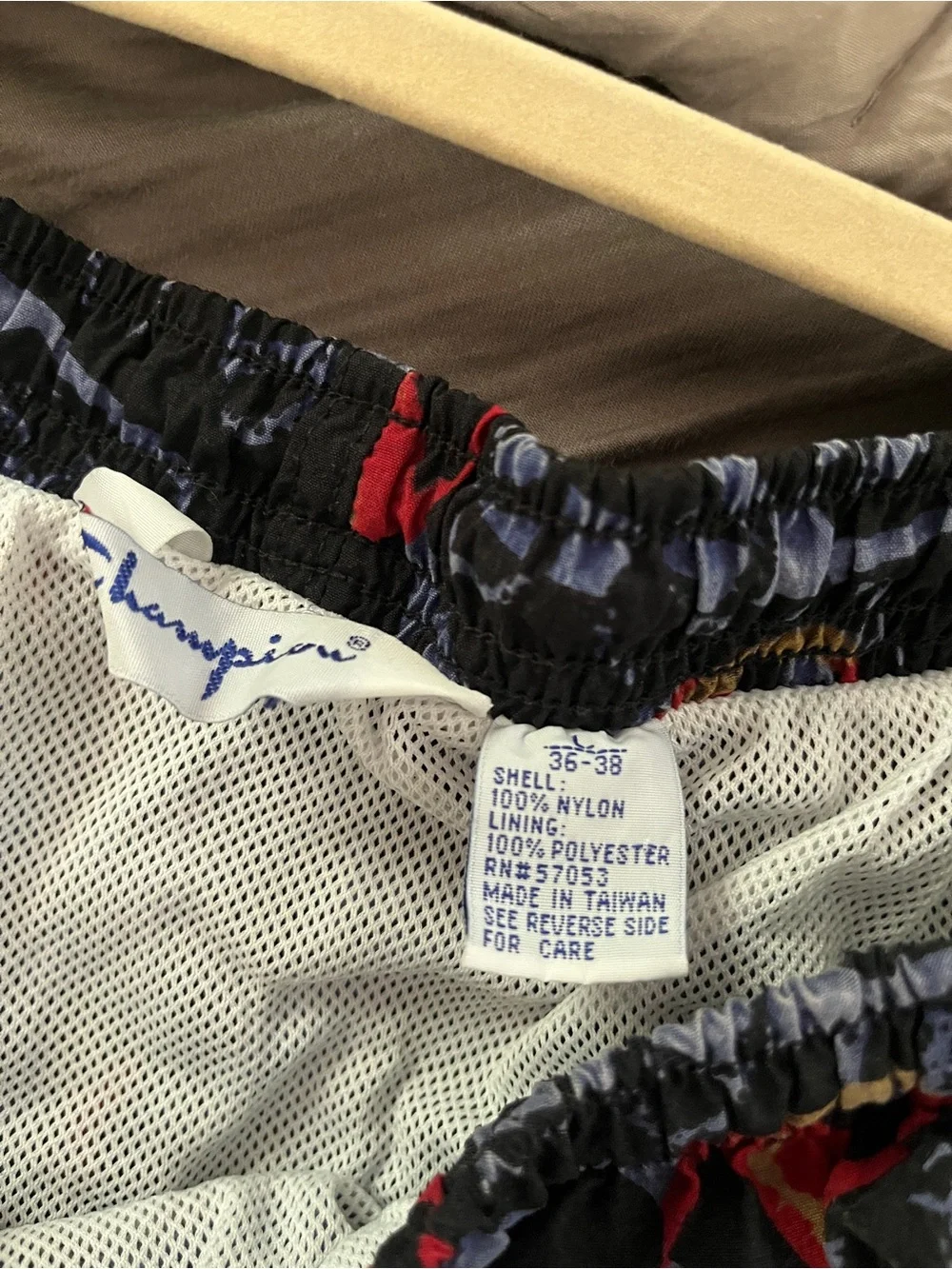 Vintage Champion Mens Logo Swim Shorts With Inside Little Pocket Size L (36/38)